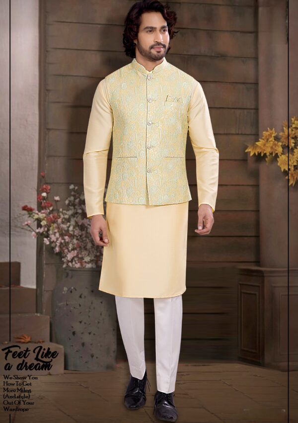 Brocade Jacket and Silk Kurta Set